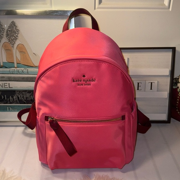 kate spade Handbags - Kate Spade Chelsea Medium Backpack Bag Nylon Deep Dahlia Pink EUC